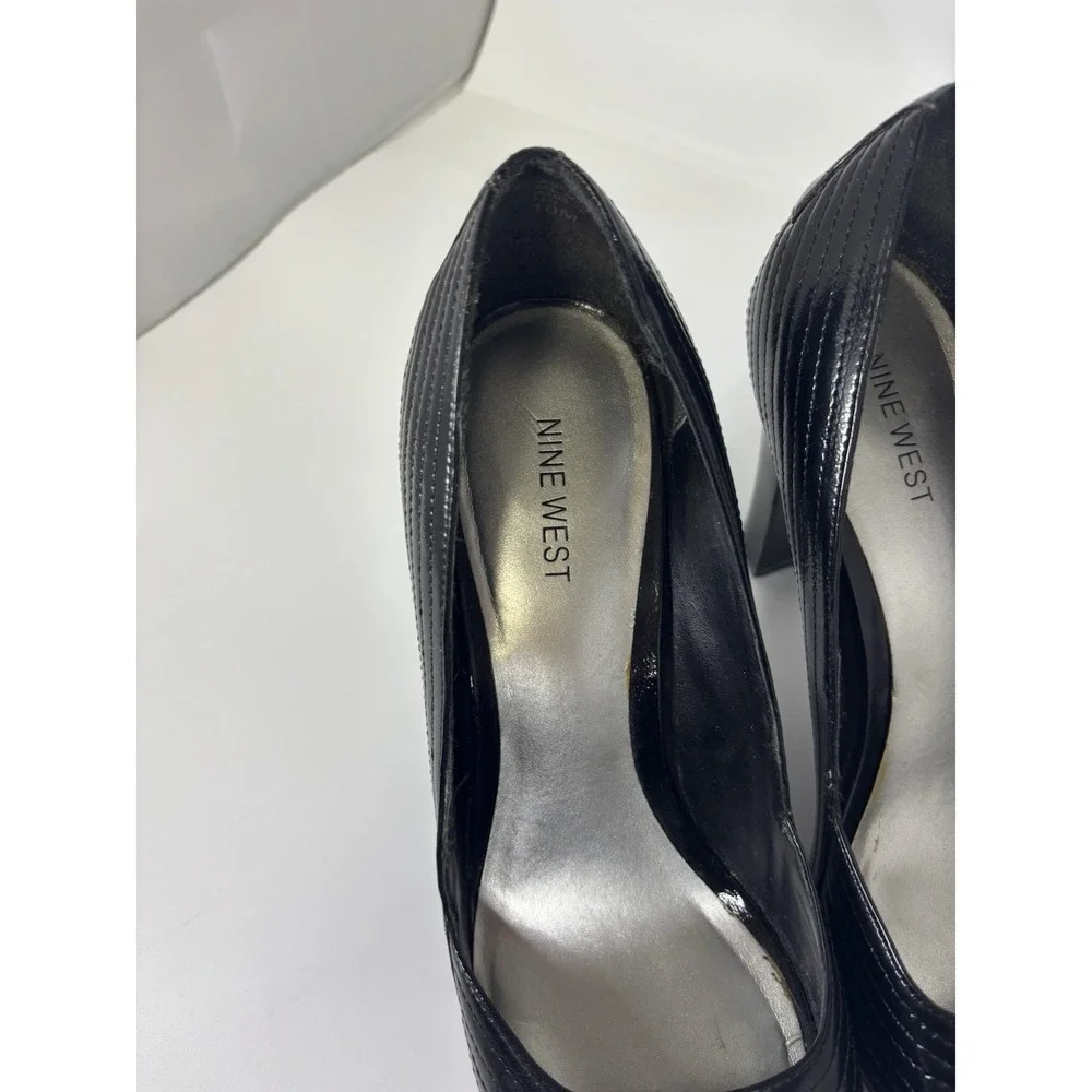 Nine West Black Peep Toe Heels Size 10